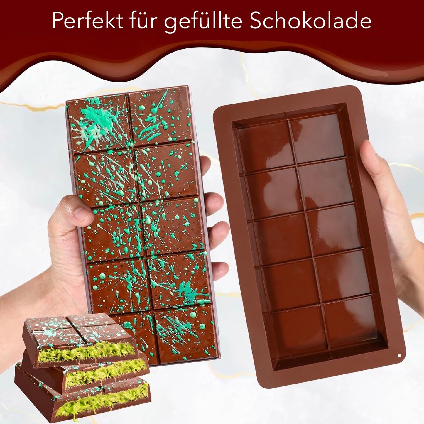 Schokoladenform aus Silikon extra tief im 2er Set