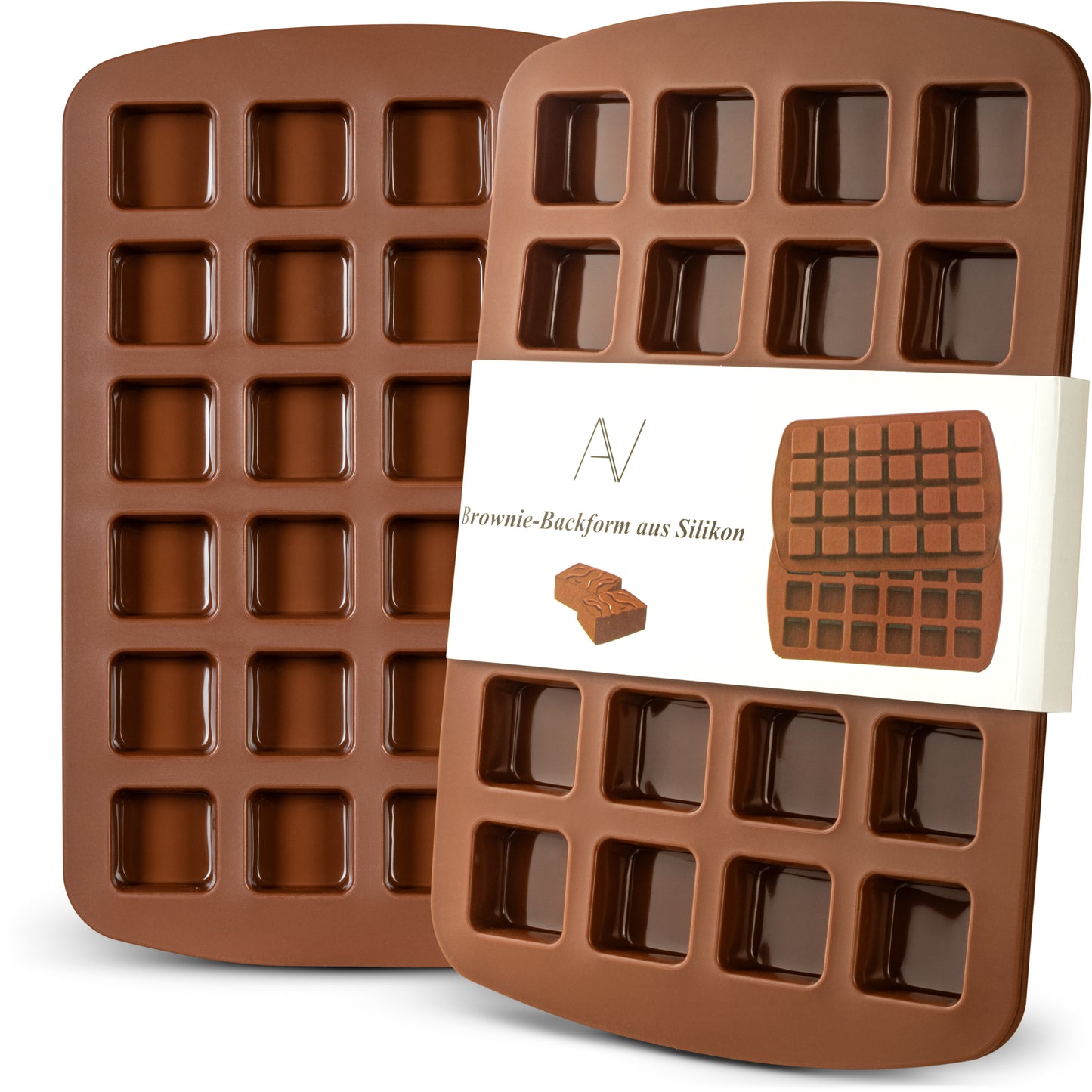 Brownieform aus Silikon für 24 Brownies - 2er Set