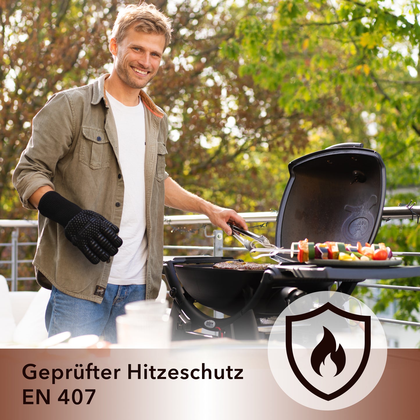 Grillhandschuhe aus Aramid Hitzebeständig bis zu 800° C - Schwarz