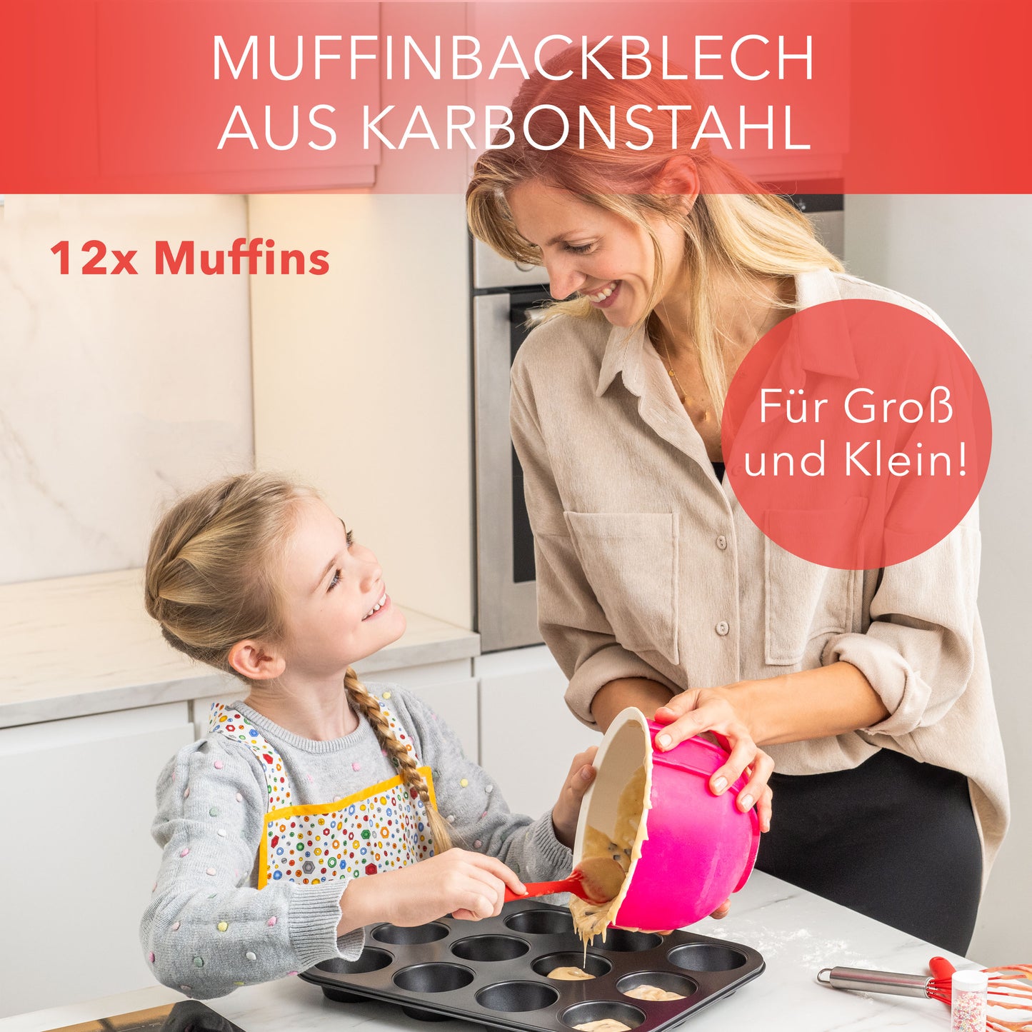 Muffinblech aus Karbonstahl Muffinform für 12 Muffins - Schwarz