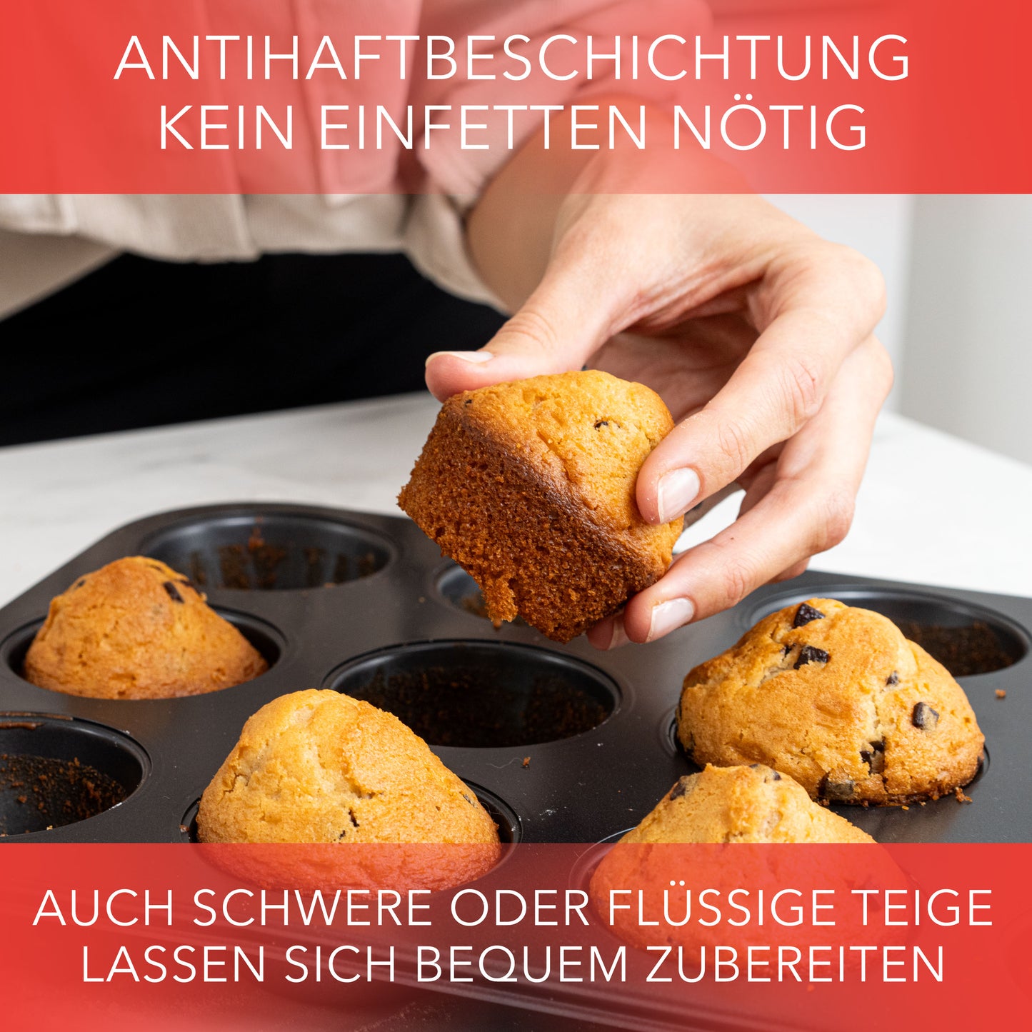 Muffinblech aus Karbonstahl Muffinform für 12 Muffins - Schwarz