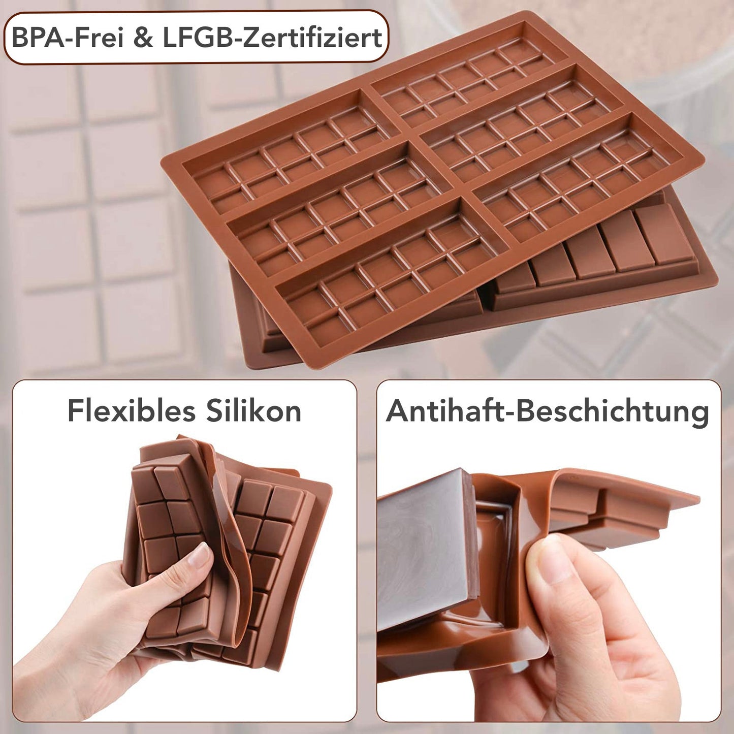 Schokoladenform aus Silikon für 6 Tafeln - Form 2